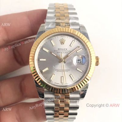 (EW) Rolex Datejust II 41mm Mens Watch 2-Tone Silver Face ETA3255